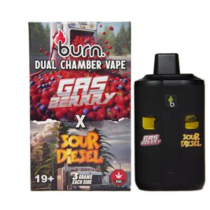 Burn – Dual Chamber Disposable Vape – Gas Berry + Sour Diesel (6G)